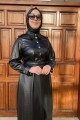 Leather Dress Siyah Elbıse 4046